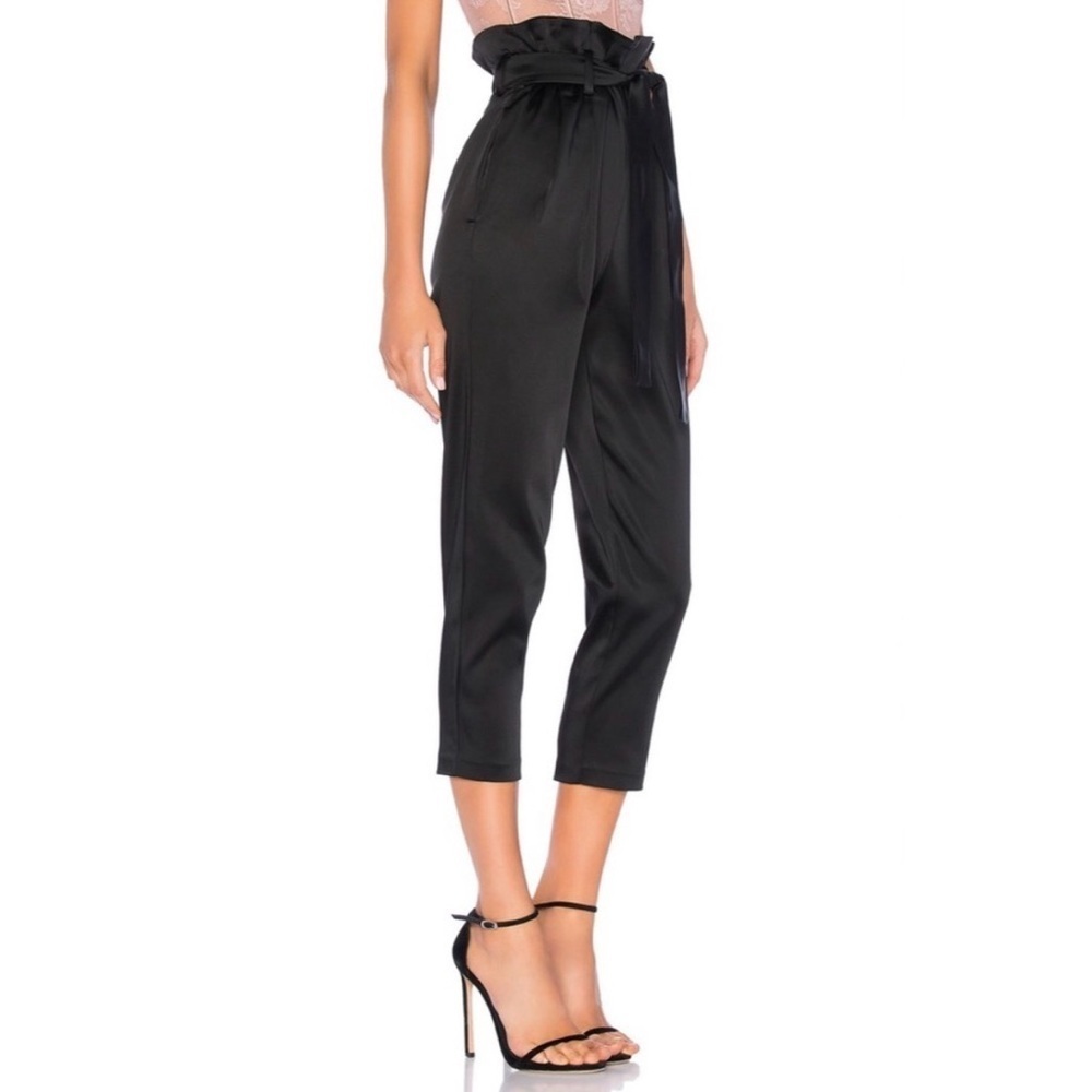 AMANDA UPRICHARD Tessi Satin Paperbag Belted Trouser Pants - Picture 2 of 8